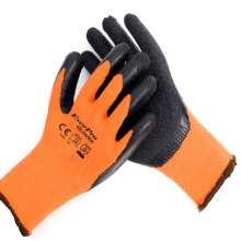 Orange Polyester Loop Napping Liner Latex Crinkle Coated Gloves Winter Working